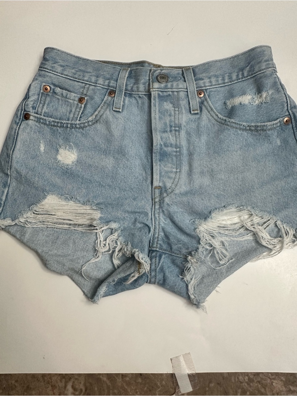 Levi's Light Blue Distressed Denim Cutoff Shorts